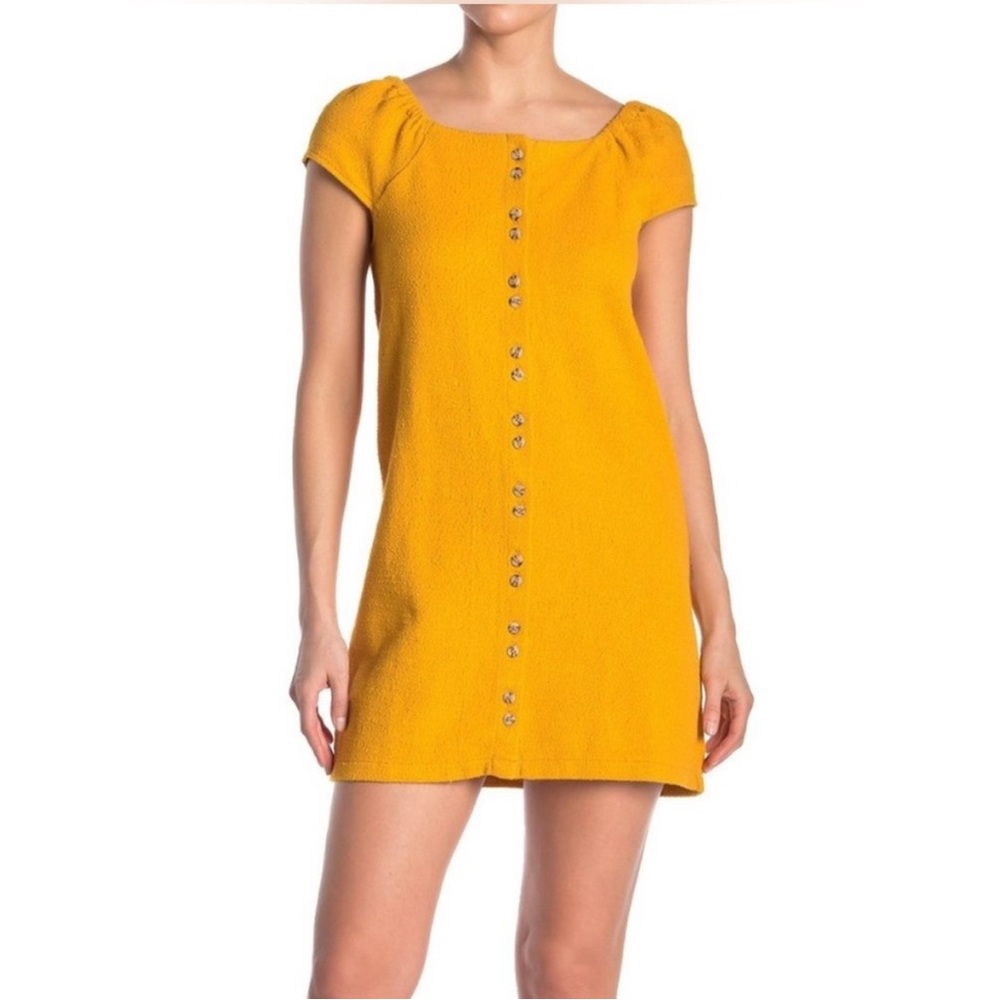 Madewell Texture & Thread Mustard Mini Dress. - Picture 3 of 6